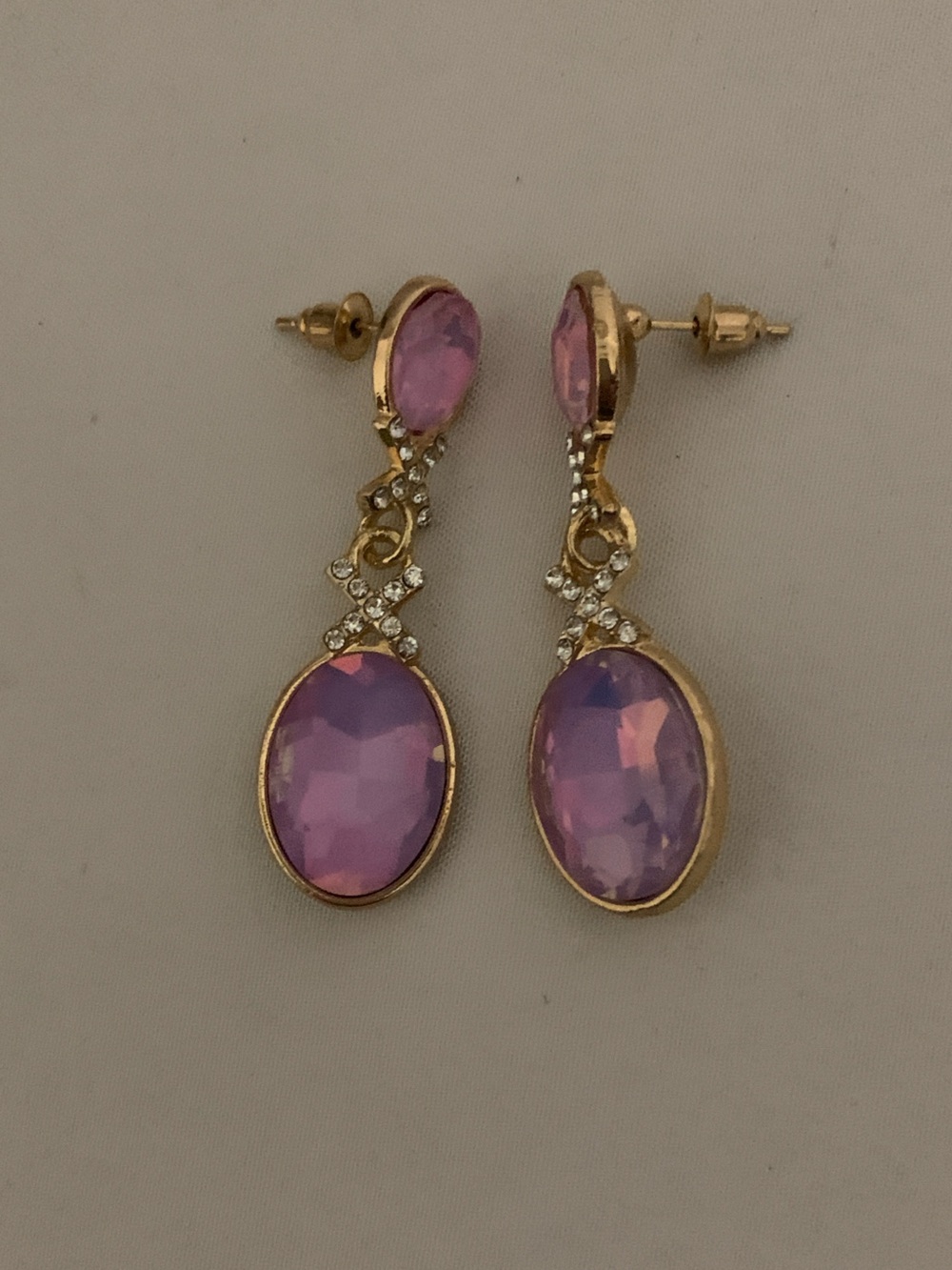 Gold-Tone Pink Drop Earrings